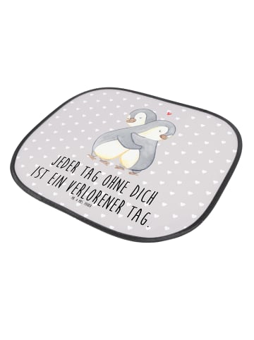 Mr. & Mrs. Panda Autosonnenschutz Pinguine Kuscheln mit Spruch in Grau Pastell