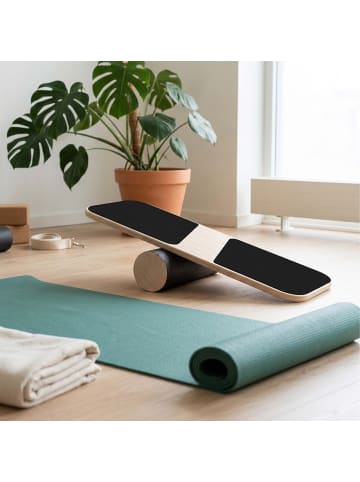 relaxdays Balance-Board in Natur/ Schwarz - (B)74 x (H)3 x (T)28 cm
