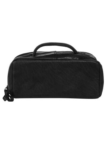 SPIKES & SPARROW Kulturtasche echt Leder in schwarz