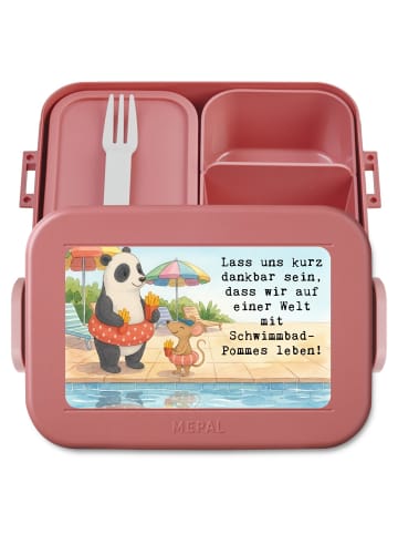 Mr. & Mrs. Panda Bento Box Panda Schwimmbad Pommes Design mit Sp... in Rot Pastell