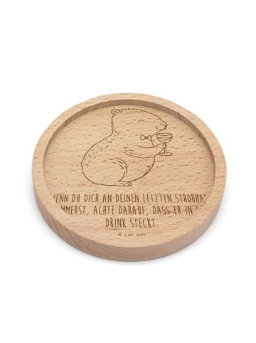 Mr. & Mrs. Panda Holz Untersetzer Capybara Wein mit Spruch in Transparent