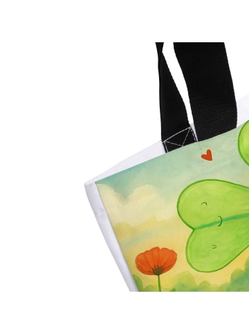 Mr. & Mrs. Panda Strandtasche Blume Kleeblatt Design ohne Spruch in Weiß