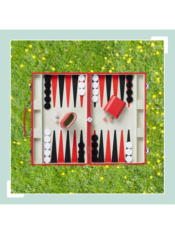 relaxdays Backgammon Koffer in Rot - (B)36,5 x (H)5 x (T)24 cm