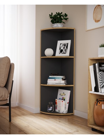 VCM  Elegantes Holzregal Eckregal Regal Salia 3fach in Anthrazit