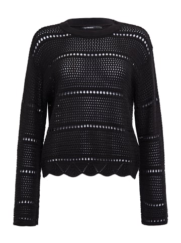 Threadbare Langarmshirt THB Melbourne Pointelle Crochet in Schwarz