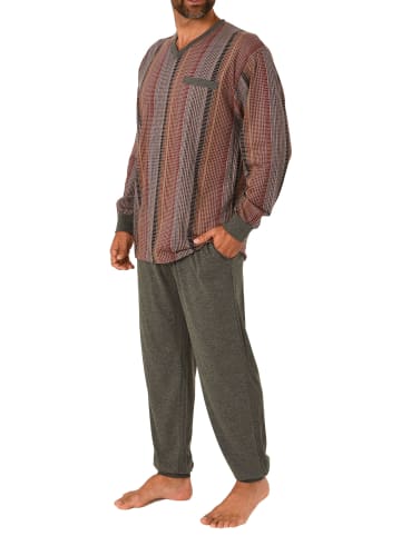 NORMANN langarm Schlafanzug Bündchen Pyjama - 67973 in Grau