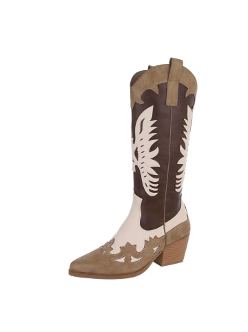 Ital-Design Stiefel in Hellbraun und Beige