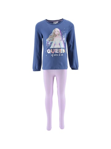 Disney Frozen 2tlg. Outfit: Bekleidung-Set Elsa Oberteil und Leggings in Blau