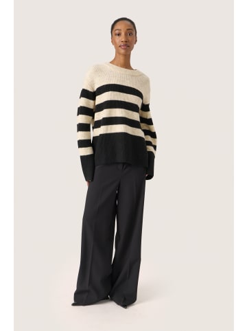 Soaked in Luxury Strickpullover SLSelta in Sandshell w Black stripe