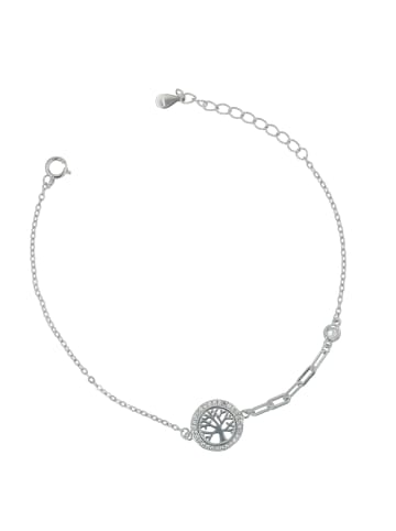 Adeliás Damen Armband – Lebensbaum aus 925 Silber mit Zirkonia 17+3 cm in silber