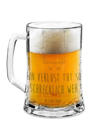 Mr. & Mrs. Panda Gravur Bierkrug Bär Schaukel mit Spruch in Transparent