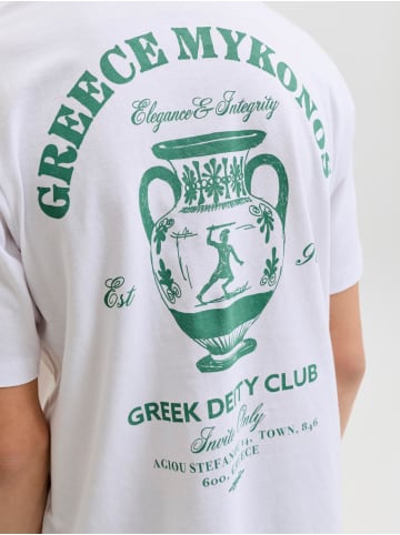 JACK & JONES Junior T-Shirt Kurzarm Jorvacation Bio-Baumwolle in bright white greece