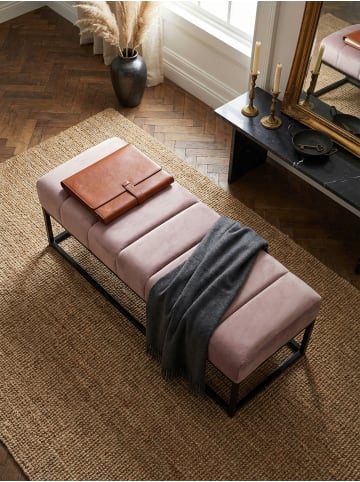 KADIMA DESIGN Sitzbank Samt 108x40x40 cm Flur Polsterbank mit Metallgestell in Rosa