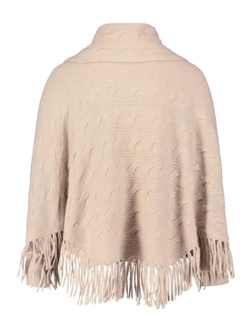 Betty Barclay Strick-Poncho mit Fransen in Grau Beige