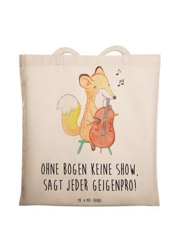 Mr. & Mrs. Panda Laptoptasche Geige Bogen mit Spruch in Creme