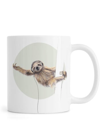 Juniqe Tasse "Sloth" in Braun & Grau