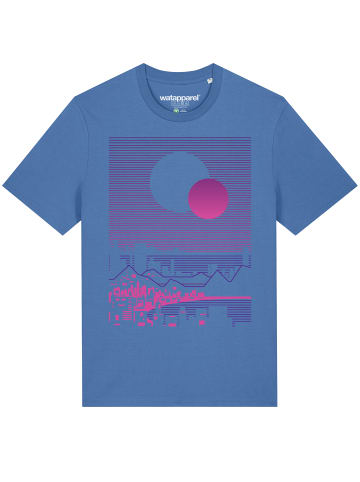 wat? Apparel T-Shirt Sun and Moon Skyline in Bright Blue
