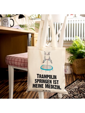 Mr. & Mrs. Panda Einkaufstasche Panda Trampolin springen mit Spruch in Creme