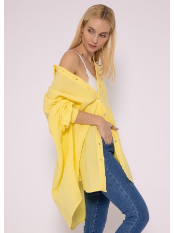 SASSYCLASSY Ultra Oversize Musselin-Blusenhemd lange Variante in Gelb