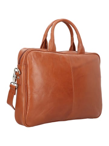 Dermata Aktentasche Leder 39 cm Laptopfach in cognac