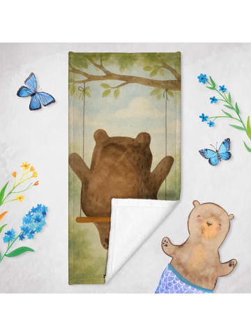 Mr. & Mrs. Panda Strandhandtuch Bär Schaukel Design ohne Spruch in Weiß