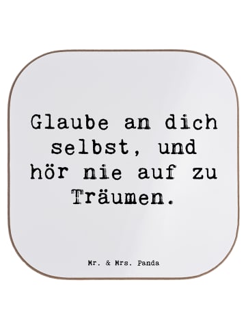 Mr. & Mrs. Panda Glas-Untersetzer Spruch Glaube an sich selbst m... in Weiß