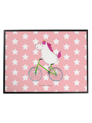 Mr. & Mrs. Panda Schreibunterlage Einhorn Radfahrer ohne Spruch in Rot Pastell