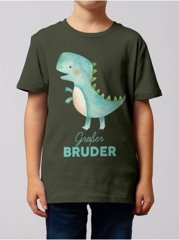 wat? Apparel T-Shirt Dinosaurier 03 Großer Bruder in Khaki