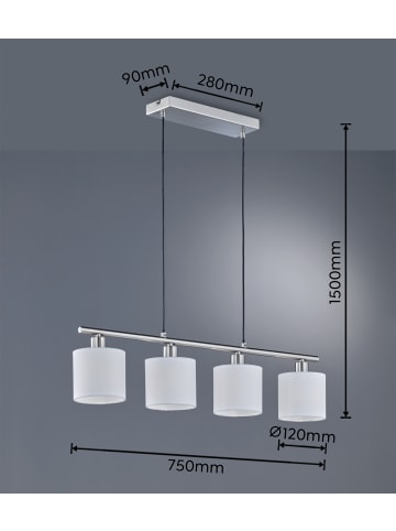 Reality Leuchten Pendelleuchte TOMMY in Nickel matt