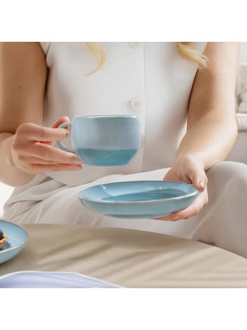 like. by Villeroy & Boch 6er Set Kaffeeuntertassen Perlemor Aqua in Blau ø 16,1 cm in blau