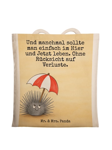 Mr. & Mrs. Panda Jutebeutel Seeigel Design mit Spruch in Weiß