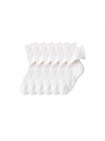 MUNADUNA 6er-Pack Lochmuster Blumen Mittellange Socken in Weiß