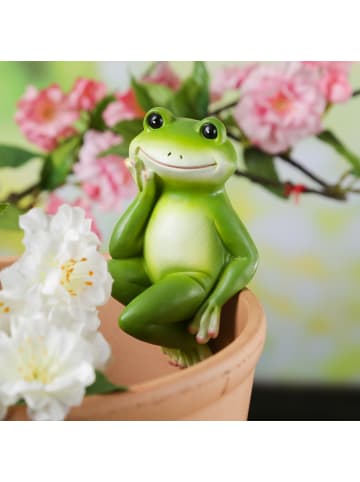 MARELIDA Blumentopfhänger Frosch Gartenfigur als Topfhänger H: 11,5cm in grün