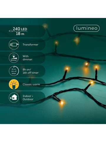 LUMINEO Lichterkette BASIC 240 LED 18 m, schwarzes Kabel, in klassisch warm