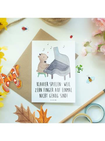 Mr. & Mrs. Panda Grußkarte Klavier Magie mit Spruch in Weiß