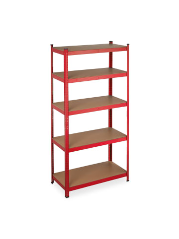 relaxdays Schwerlastregal in Rot - (B)90 x (H)180 x (T)45 cm