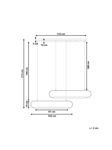 Beliani Pendelleuchten LOGONE in Schwarz/Braun - (W) 123 x (H) 213 x (L) 10 cm