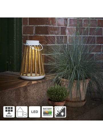 STAR Trading LED Solar-Laterne ,Catania, Holz und Metall, Dämmerungssensor, warmwe