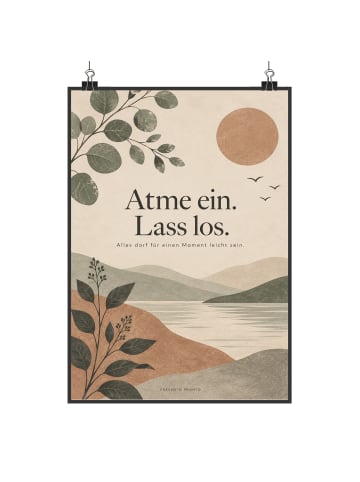 Poster Eukalyptuszweig beruhigend Design mit Sp... in Weiß