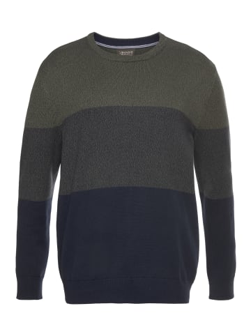 Man's World Rundhalspullover in oliv dunkelblau