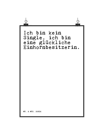 Mr. & Mrs. Panda Poster Ich bin kein Single,... mit Spruch in Weiß