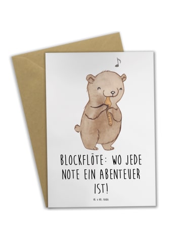Mr. & Mrs. Panda Grußkarte Abenteuer Blockflöte mit Spruch in Weiß