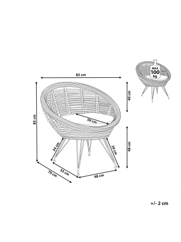 Beliani Cocktailsessel MARATEA in /Schwarz/Beige - (W) 85 x (H) 85 x (L) 85 cm