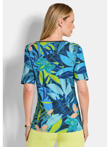 GOLDNER Kurzgröße:  Druckshirt mit floralem Print in blau / grün / gemustert