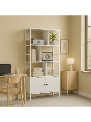 relaxdays Bücherregal in Weiß - (B)74 x (H)154,5 x (T)30 cm