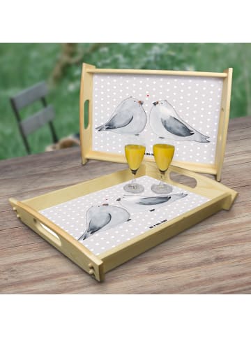 Mr. & Mrs. Panda Servier Tablett Turteltauben Liebe ohne Spruch in Grau Pastell