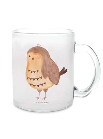 Mr. & Mrs. Panda Kaffeebecher Eule Zufrieden ohne Spruch in Transparent