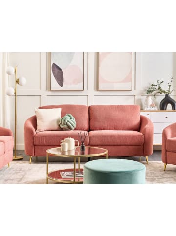 Beliani 3-Sitzer Sofa TROSA in Rosa/Gold - (W) 203 x (H) 88 x (L) 86 cm