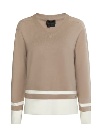 DreiMaster Damen Strickpullover in Schlamm Wollweiss