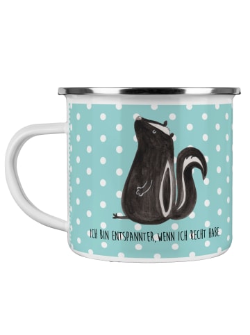 Mr. & Mrs. Panda Teetasse Stinktier Sitzen mit Spruch in Türkis Pastell